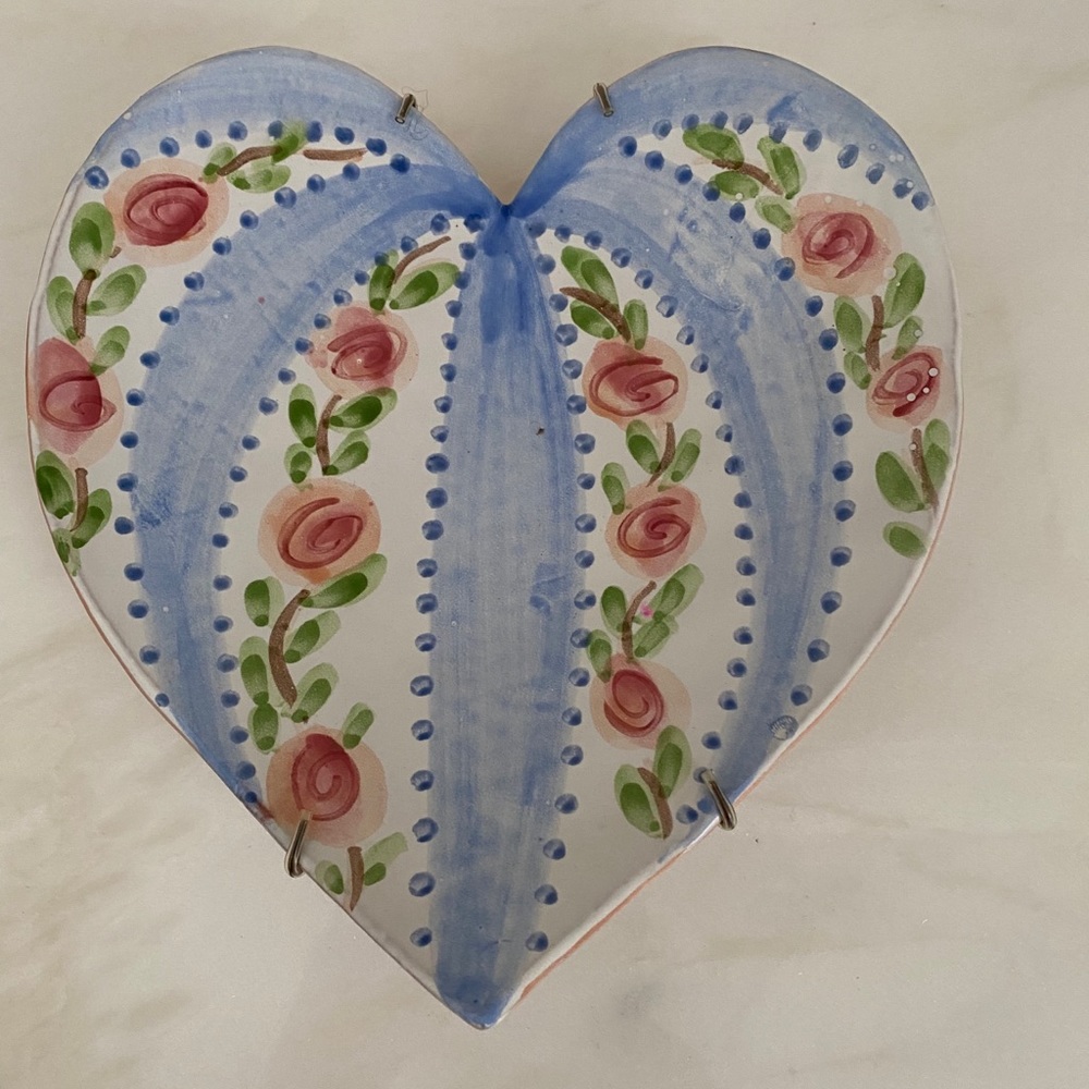 Hand Pained Heart Plate for Hanging on Wall